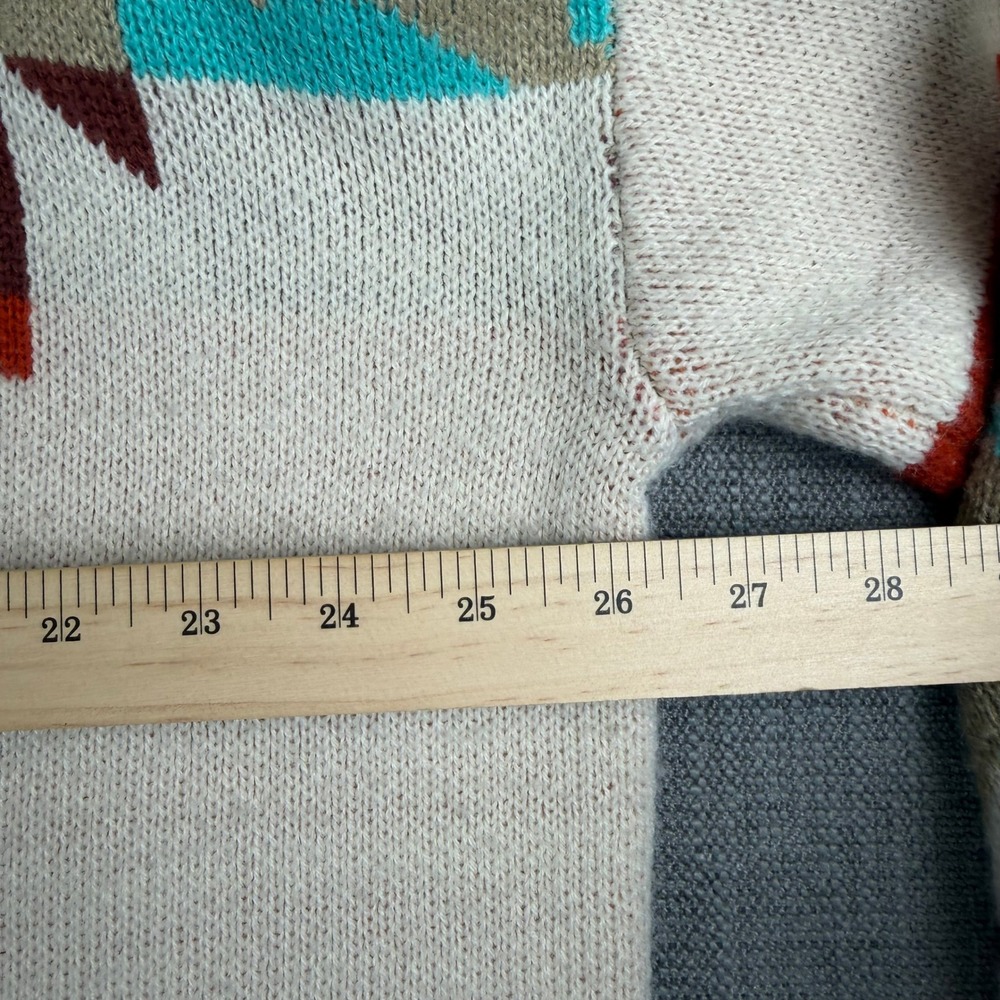 Sterling Kreek Womens Southwestern Geometric Crewneck Sweater Cream Soft 2XL - Picture 6 of 8